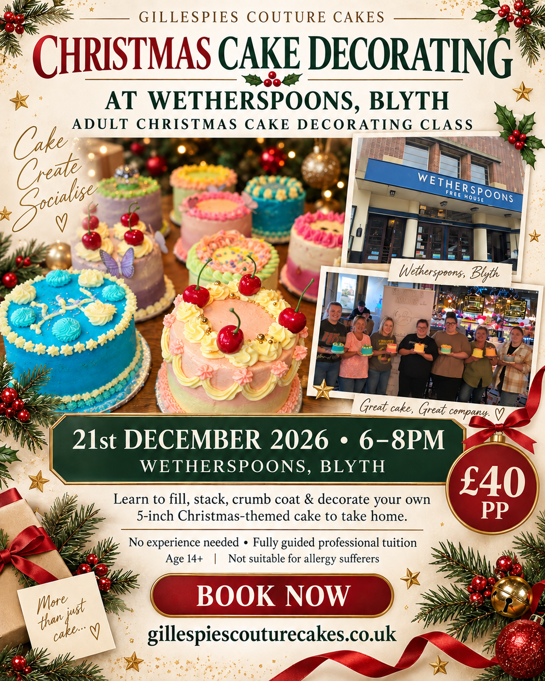 Adult Cake Decorating Class at The Wallaw, Wetherspoons